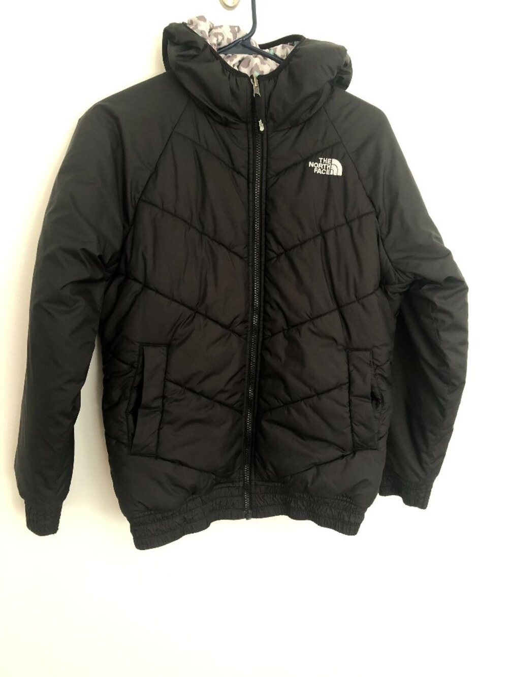 The North Face Reversible Girls Puffer Jacket Black Youth Junior Size XL